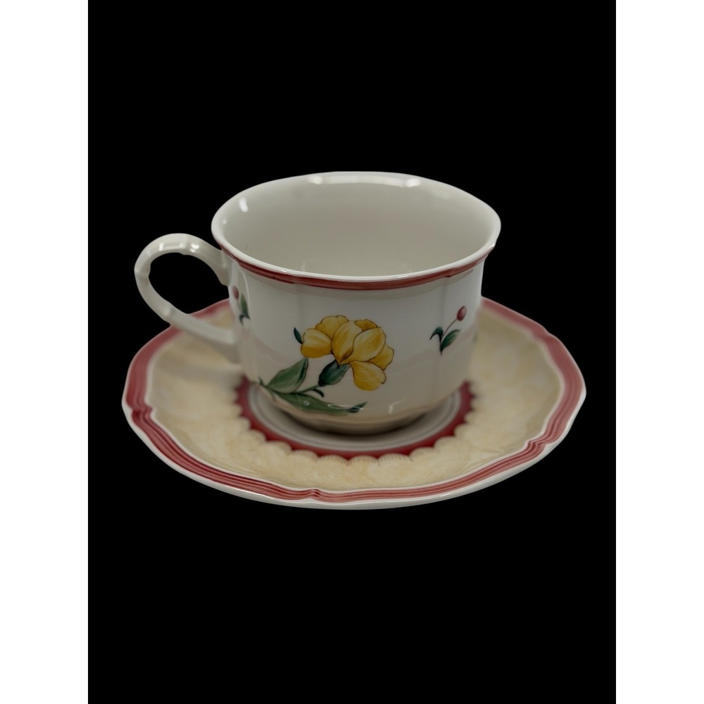 Villeroy & Boch Jardin d'Alsace Fleur Breakfast Cup/Saucer Bird Floral Porcelain